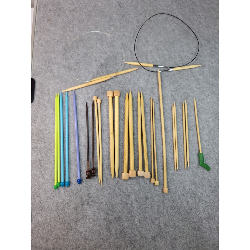 Clover Takumi Bamboo and Plastic Knitting Needle Set Lot Circular Straight DPN